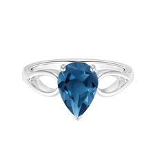 Split Shank Pear London Blue Topaz 925 Sterling Silver 8X5 MM Stackable Ring