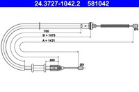 Handbremsseil Seilzug FÜR Renault Kangoo (KC0/1 ) - ATE 24.3727-1042.2