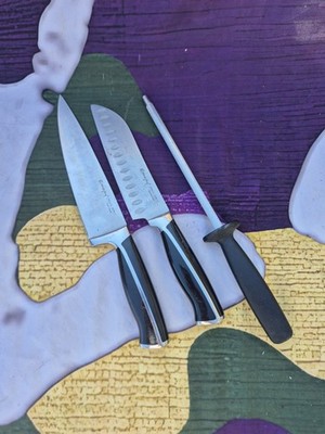 Emojoy  7'' SANTOKU 8'' Chef Knife Honing  GERMAN Stainless Steel Blade (3) SET 