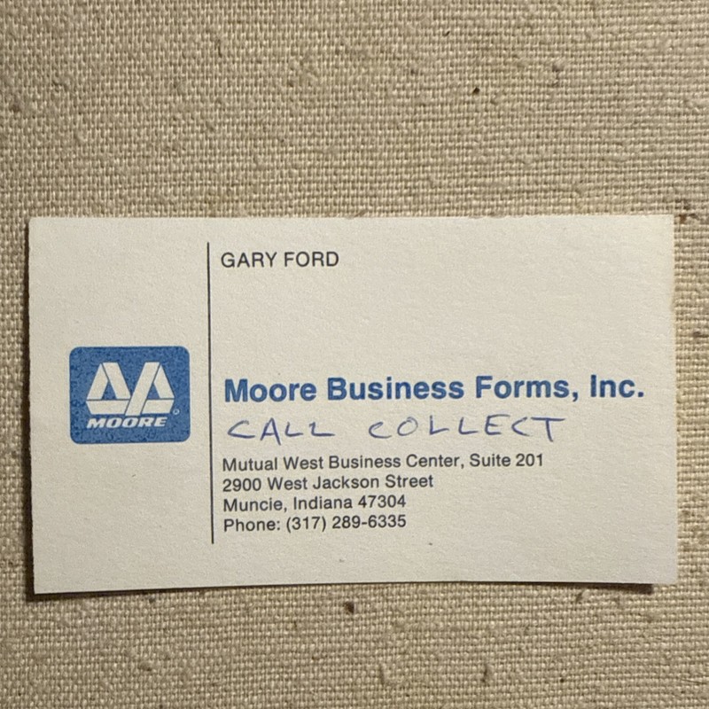 Vintage Business Card Moore Business Forms Muncie Indiana Delaware County IN