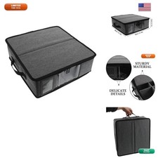 SHOWERORO Polyester Mug Storage Box with Dividers Lid Handles Zipper