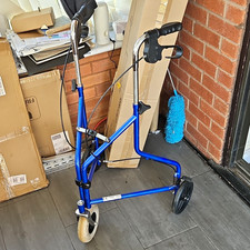 Wheeltech Blue 3-Wheel Rollator Walker with Handbrakes for Adult/Senior