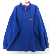 VINTAGE Tommy Hilfiger Sweater Men XL Blue Sweatshirt 1/4 Zip Pullover 90s 