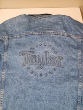 Vtg Taylor Guitars Denim Trucker Jacket Raised Letters USA Made Mens Size XL