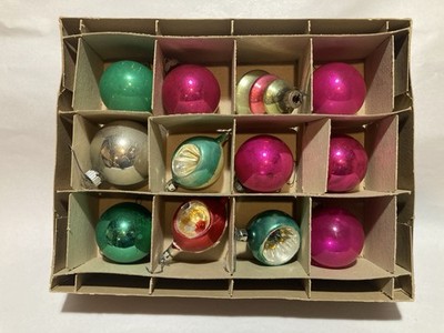 12 Vintage Christmas Ornaments Mix Of Unknown Brands