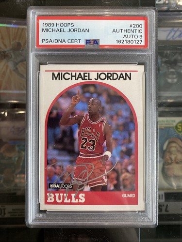 1989 Hoops #200 Michael Jordan Auto PSA Authentic 9 Bulls Goat Silver Ink! Beaut
