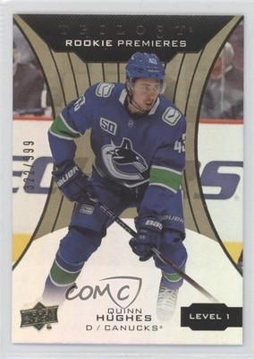 2019 Upper Deck Trilogy Premieres Level 1 322/999 Quinn Hughes #80 Rookie RC n1u