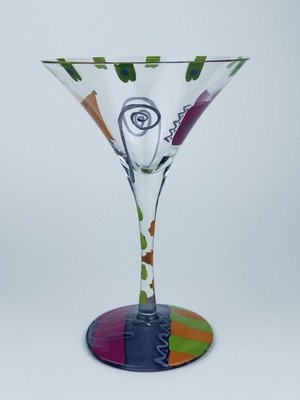 Lolita ''Cosmopolitan'' Glass ''Love My Martini'' Hand Painted, Recipe on Bottom EUC