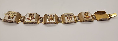 Bijoux Toledo Spain Vintage gold-plated metal bracelet on galalite Craft/Parts