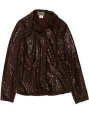 ATOS LOMBARDINI Womens Bomber Jacket IT 44 Medium Brown Animal Print IV06