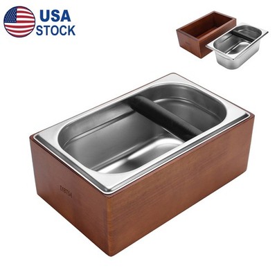 Detachable Wood Outer Coffee Grounds Knock Box Coffee Residue Bucket Easy Clean