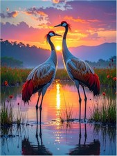 Tile Mural Red-Crowned Cranes Sunset Wildlife Kitchen Bathroom Wall Backsplash