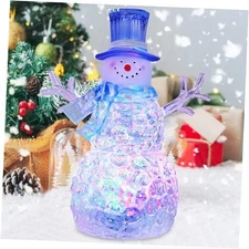 Snowman Christmas Decoration LED Lighted Snowman Figurines with 6H Timer 3 Blue