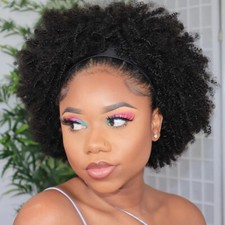 Afro Kinky Curly Bob Headband Wigs Remy Human Hair 150 Density Short Curly Wigs