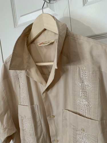 Vintage SUPREME Men's Guayabera Tan Sz 
