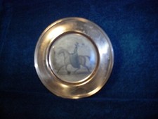 Victorian copper wall hanging Lady riding Horse hiding place for Jewelry
