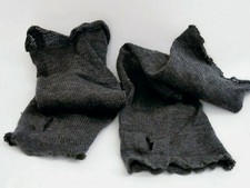 Ghungroo Ladies Wool Sleeves Thumb Hand Grunge Lead Grey Tricot Scalloped Nwt