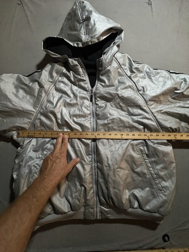 Vintage Apex One Moon Jacket Mens XL Silver Striped Zip Insulated Reversible. - Picture 7 of 16