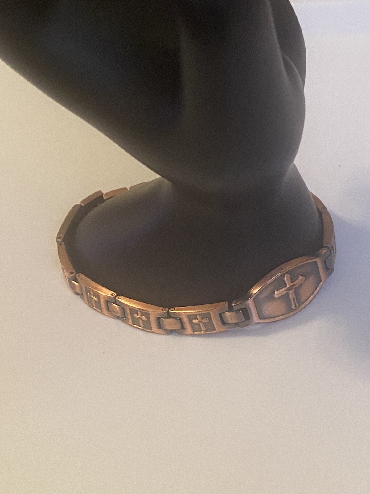 Signed Copper Panel Link Cross Design Therapy Bra… - image 4