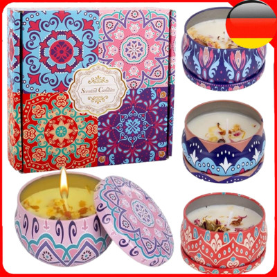 Scented Candle Set 4 Stück Blumen Aroma Kerzen Aromatherapiekerzen Natürlich...