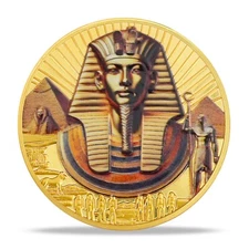 Ancient Egyptian Pharaoh Coin, Eye of Horus & Pyramid Egypt Art Collectible Coin