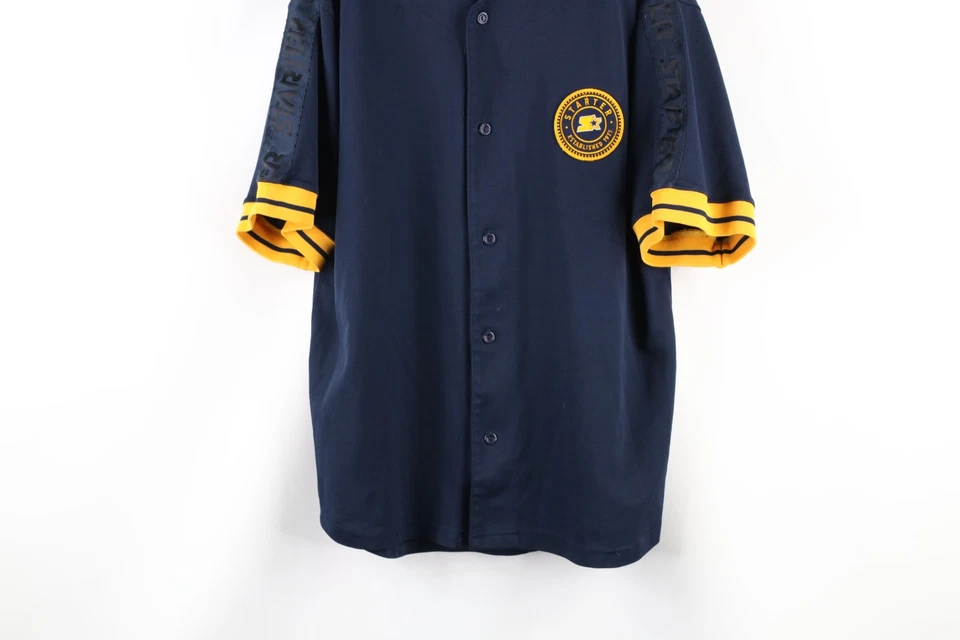 Camiseta de beisebol vintage anos 90 masculina iniciante logotipo gravado médio azul marinho - Imagem 3 de 4