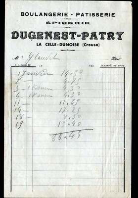 LA ELLE-DUNOISE (23) BAKERY PATISSERIE GROCERY STORE ''DUGENEST & PATRY'' in 1930