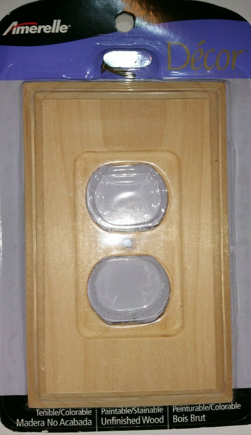 Amerelle Decor Unfinished Wood 1 Gang Duplex Outlet Wall Plate 180D New