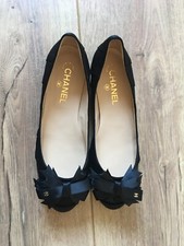 Chanel Ballerina Ballet flats Satin / Rips schwarz  Größe  39,5