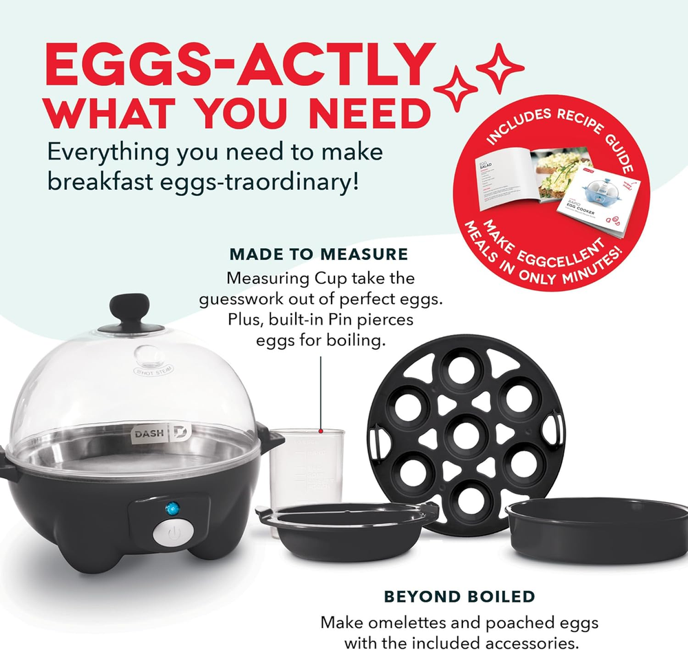 7-in-1 Rapid Egg Cooker for Boiling, Poaching, Scrambling & Omelets – 7 Egg Capacity