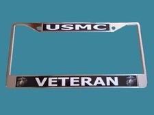 U.S MILITARY MARINE CORPS VETERAN CHROME METAL LICENSE PLATE FRAME NEW SEALED