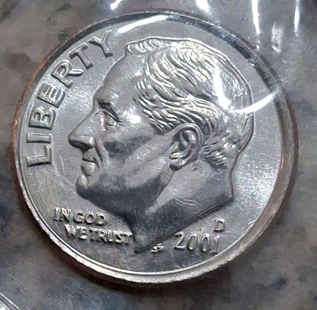 2001 D 10C Roosevelt Dime BU M/S CLAD Uncirculated In Cellophan