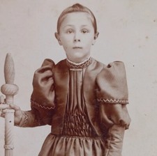 Antique Cabinet Card Photo Adorable Girl Cute Dress Reading Pennsylvania Fritz
