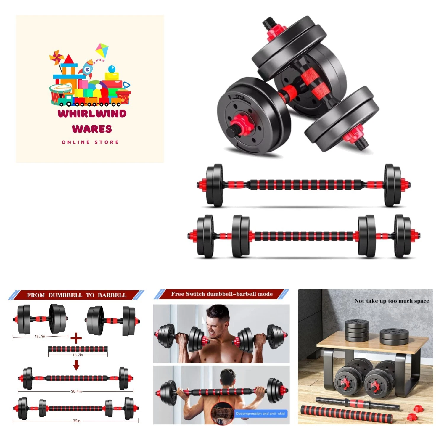 Adjustable-Dumbbells-Sets, 20/30/40/60/80lbs Free Weights-Dumbbells Set of 2 ...
