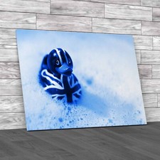 Quirky Rubber Duck Bathroom Essentials Blue Canvas Print Large Picture Wall Art