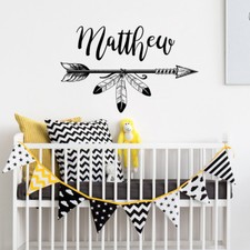 Personalized Name Wall Decal Rustic Boho Arrow Sticker Nursery Baby Decor F24