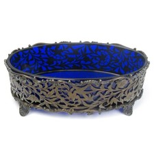 ARNOLDUS VAN DER BEEK Jardiniere 833er Silber Glaseinsatz ca. 1920 Dutch Silver