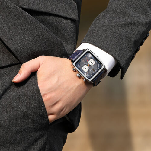 MEGIR Orologio Uomo Impermeabile Quarzo Pelle Cronografo Luminoso con Scatola - Foto 4 di 23