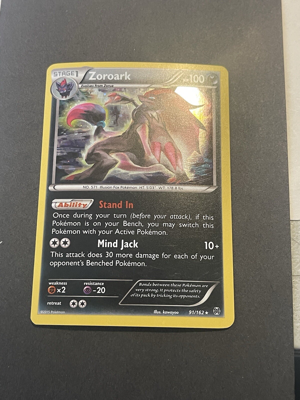 Lightly Played Holo Zoroark - 91/162 (Cosmos Holo) 091/162  Pokemon TCG
