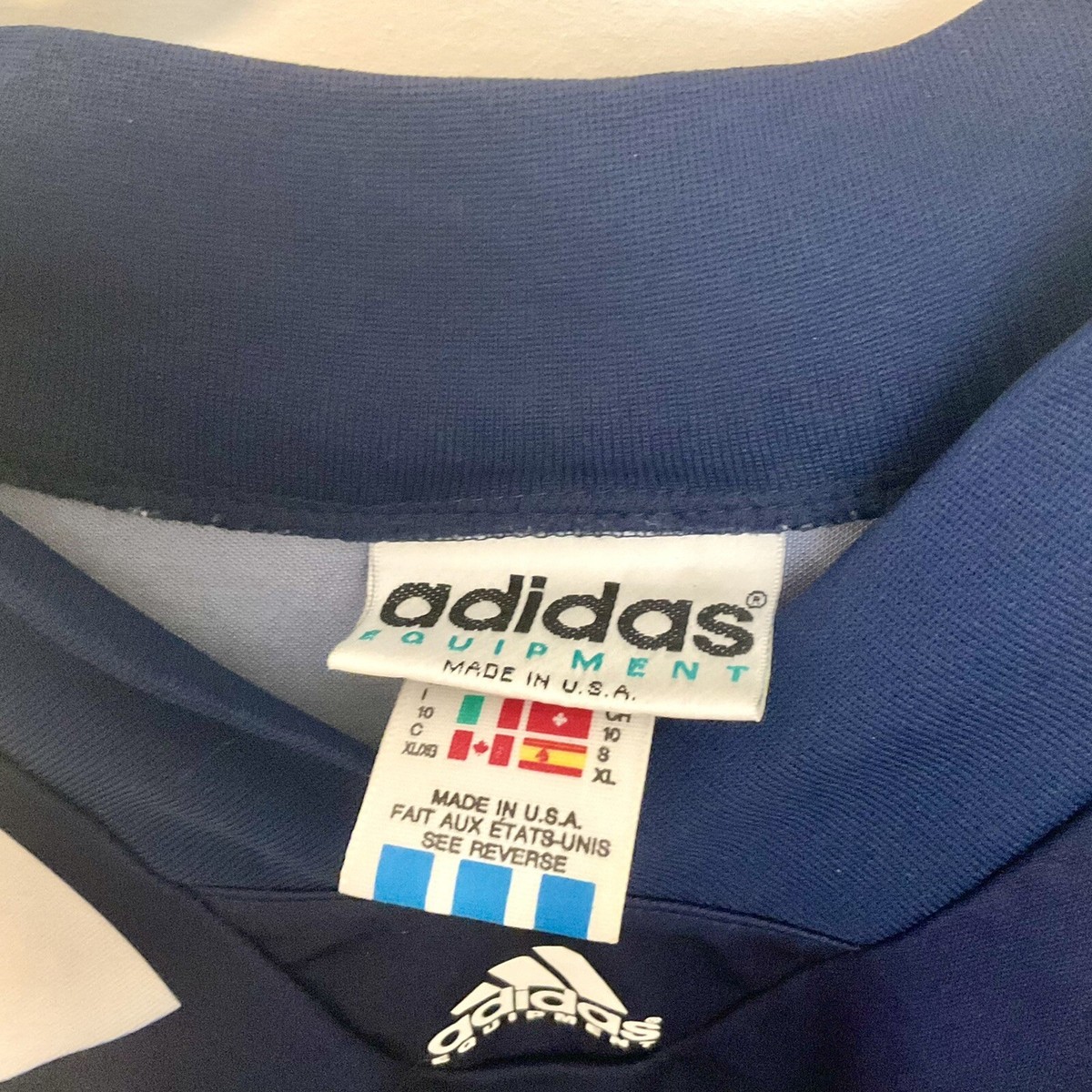 ADIDAS EQUIPMENT VINTAGE 90'S BLUE FOOTBALL SHIRT JERSEY
