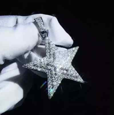 2.00Ct Round Cut Lab Created Diamond Star Men's Pendant 14K White Gold Plated