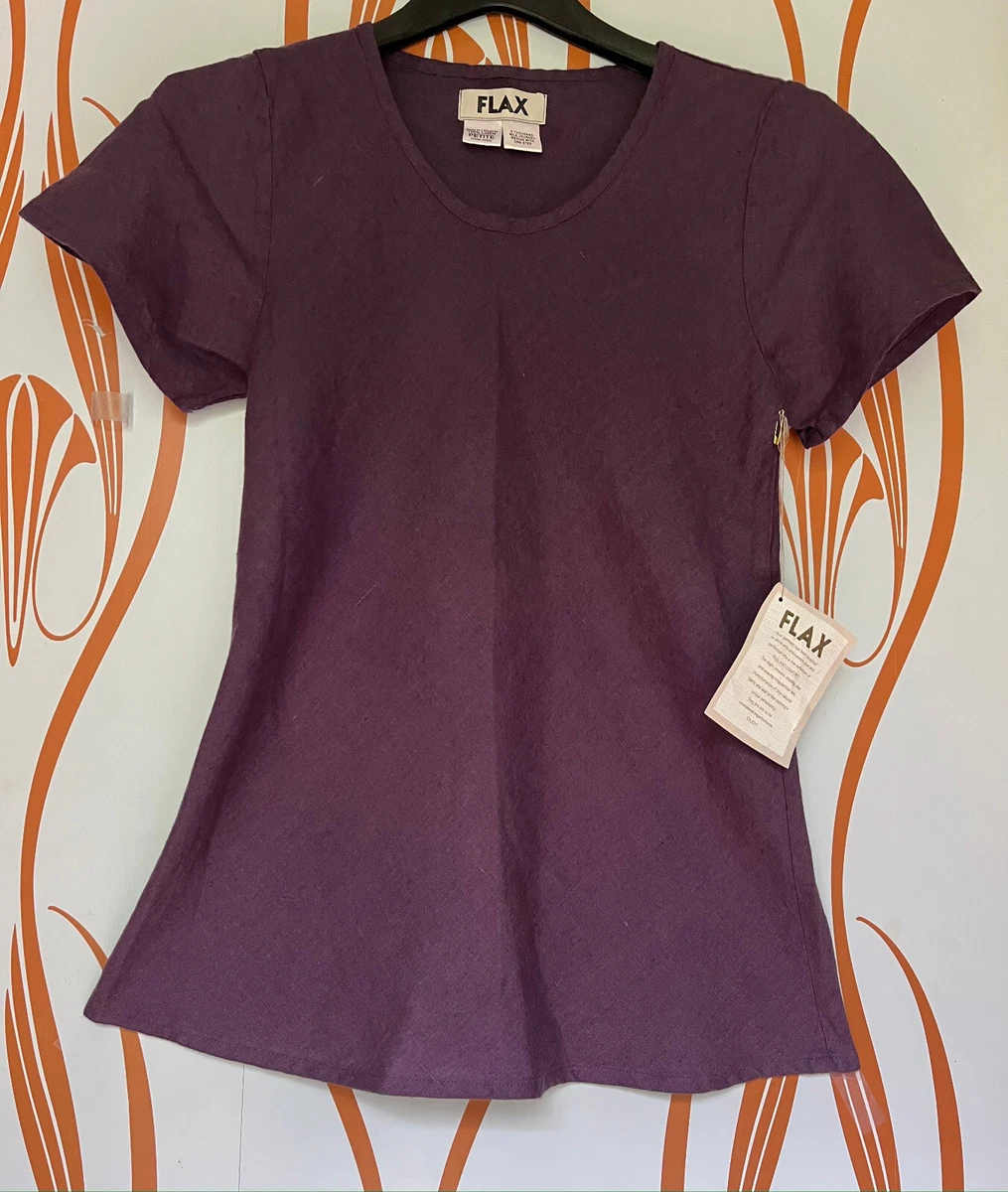FLAX Petite Linen Bias Tee cap sleeve, summer weight, New! Plum | eBay