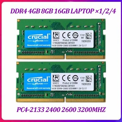 Crucial 8GB 16GB DDR4 RAM 2133 2400 2666 3200 MHz SO-DIMM 260Pin para Portátil Nuevo