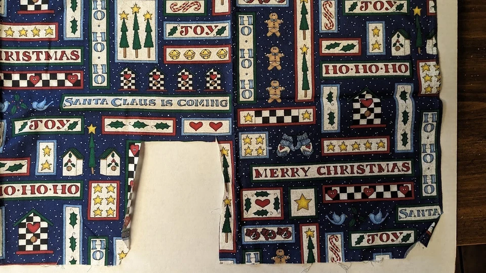 Fabric “Ho Ho Ho Word Patch” 1998 Sandy Gore Evans Scrap 18" x 44" Scrap Piece - Image 3 of 3