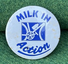 Pre-owned Round Pin Badge - Milk in Action - Bicycle - Approx 50mm