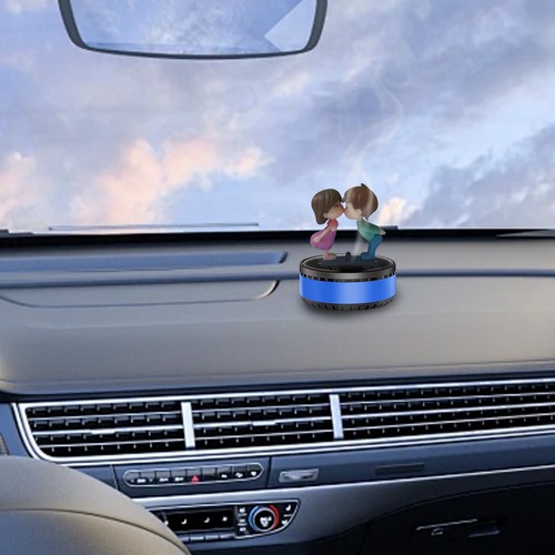 Car Air Freshener Solar Energy Rotating Kiss Couple Doll Car Fragrance Diffuser - Picture 3 of 17
