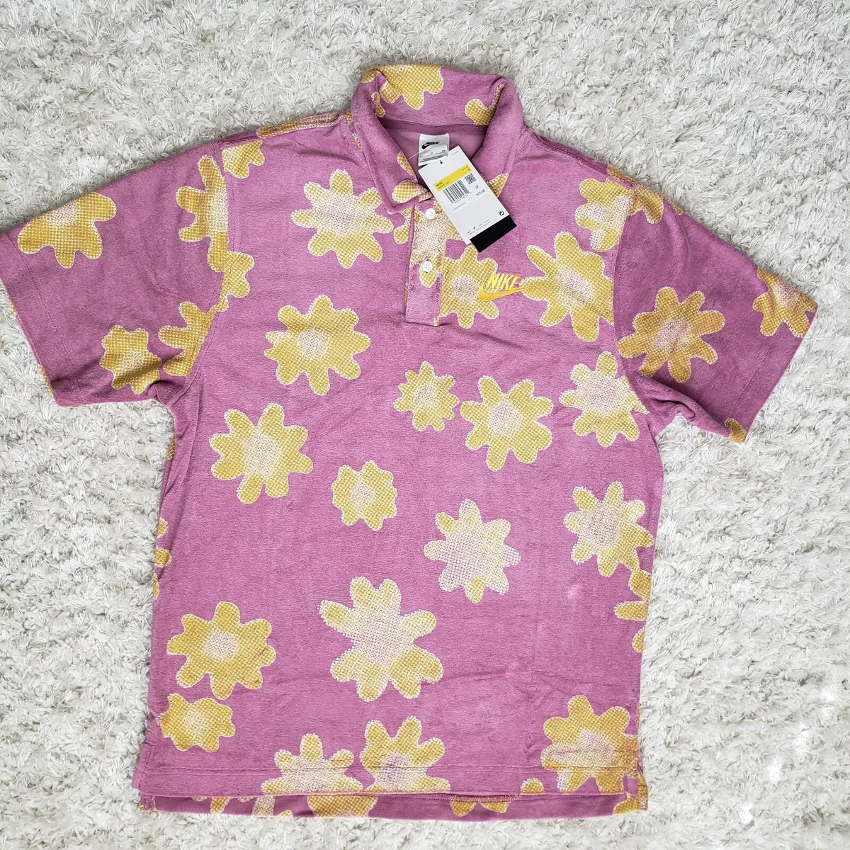 Nike Sportswear Mens Short Sleeve Polo Shirt Bordeaux Flower Size
