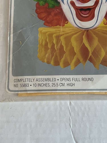 Vintage 1988 Beistle Rainbow Clown Tissue Centerpiece Party Table Decor 10” NIP - Picture 4 of 9