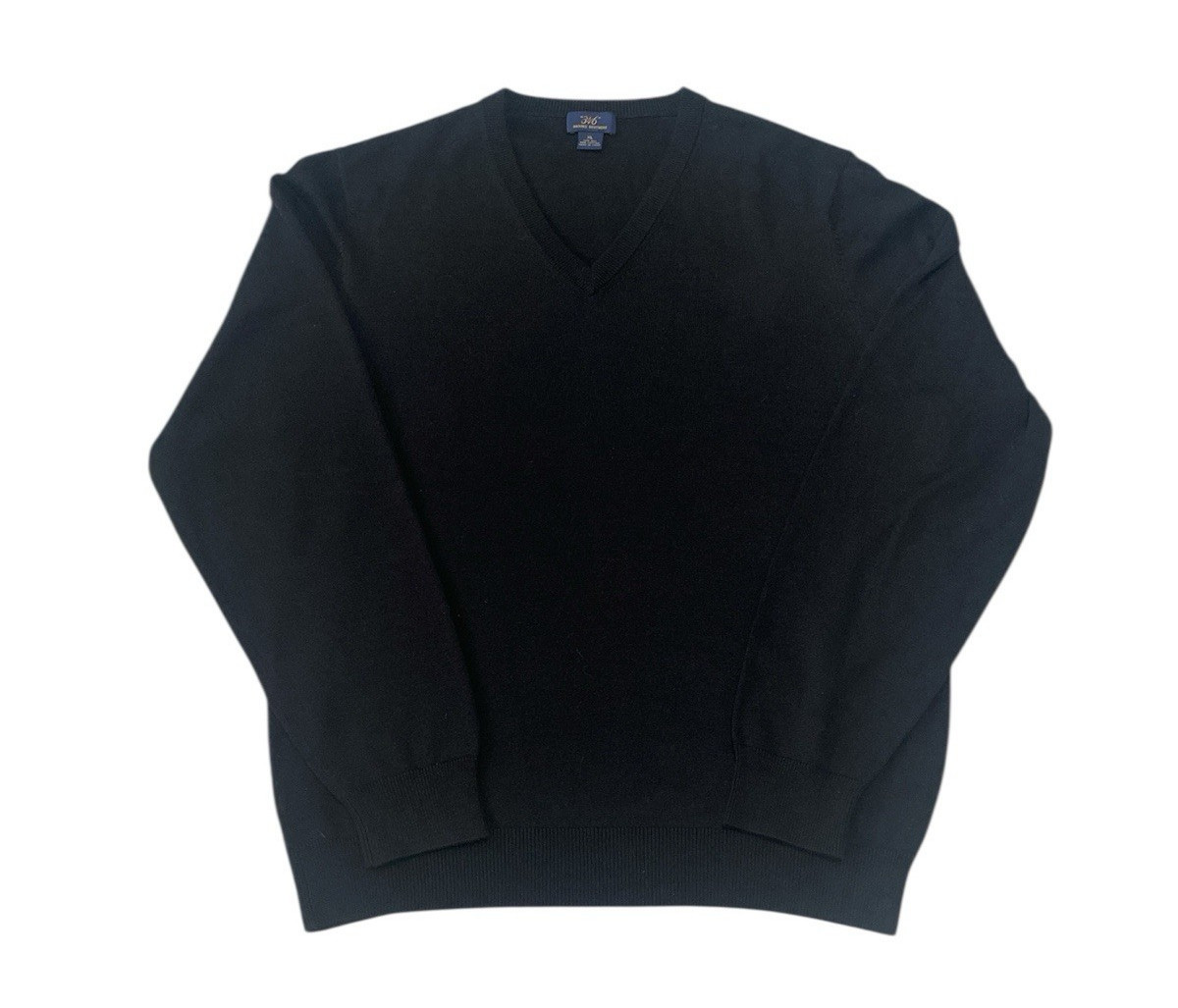 Brooks Brothers 346 Sweater Men XL Black Silk Cotton Blend V Neck Classic