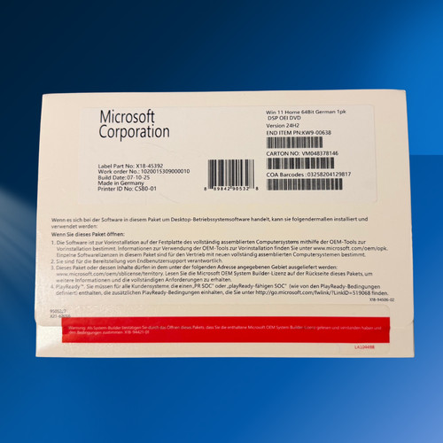 Microsoft Windows 11 Home 64 bit tedesco OEM DSP DVD 24H2 NUOVO E SIGILLATO prezzo ebay